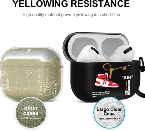 Vista 6 de Gedicht Funda para Airpods Pro con cordón, bonitos zapatos deportivos de dibujos animados, funda protectora de TPU suave resistente para Apple