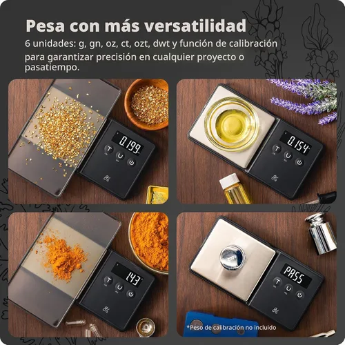 Vista 4 de Greater Goods - Balanza de bolsillo de precisión - 300 x 0.01 g, balanza digital de miligramos con 6 unidades para joyas, monedas, hierbas