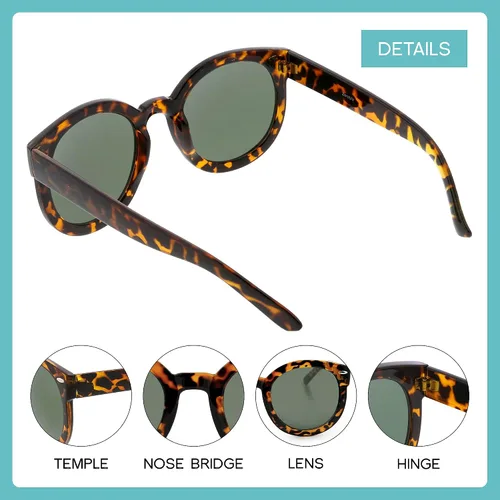 Vista 3 de zeroUV - Lentes de sol redondas retro de gran tamaño para mujer con espejo de color y lente neutra 53mm