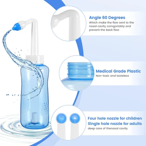 Vista 4 de Irrigación nasal portátil, sin fugas, enjuague sinusal para varios síntomas nasales, máquina limpiadora de nariz para adultos y niños, con 30
