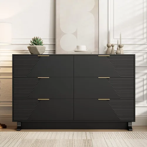 Vista 7 de Gyfimoie Cómoda negra para dormitorio, cómoda moderna de 47.2 pulgadas de Negro