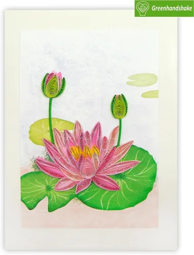 Vista 2 de Water Lily Quillipop - Tarjeta de felicitación 3D emergente hecha a mano, tarjeta de felicitación única hecha a mano para cumpleaños, día de San