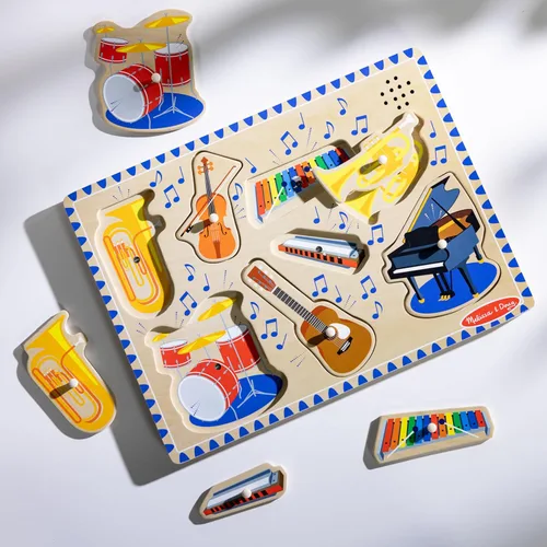 Vista 9 de Rompecabezas de clavijas, instrumentos musicales con sonido, de madera, Melissa & Doug (8 piezas)