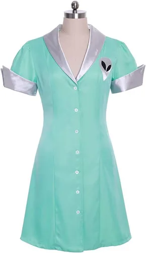 Vista 4 de Roswell Crashdown Cosplay Disfraz de Liz Parker Cafe camarera vestido de criada