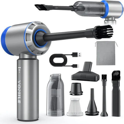 Vista 7 de Yomile - Plumero de aire comprimido, 2 en 1, 120000 RPM inalámbrico con batería de 7600 mAh soplador de polvo para limpiador de teclado, soplador