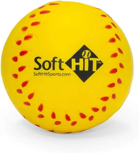 Vista 2 de Pelota de espuma de entrenamiento de béisbol/softbol suave (paquete de 6, amarillo)