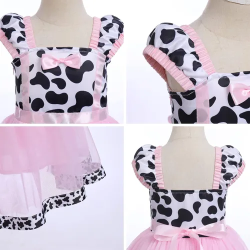 Vista 5 de IWEMEK - Maillot de ballet con diadema para niña con lunares, disfraz con diadema, leotardo