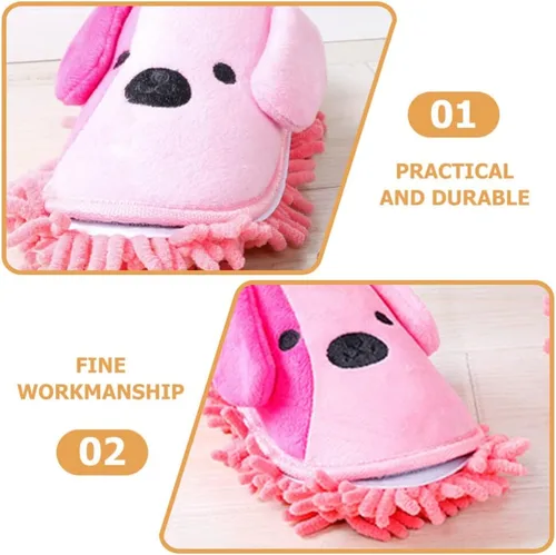 Vista 4 de FOMIYES 1 par de pantuflas limpiador de piso, trapeador de dibujos animados, zapatos para limpieza de piso, zapatos de mopa, zapatos de mopa húmeda