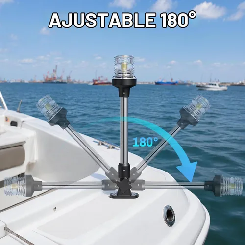 Vista 4 de Obcursco Luces de popa de barco, IP67 impermeable, plegable, luz LED blanca de anclaje para lanchas marinas, pontones, pesca, lubinas y Jon