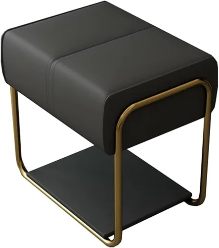 Vista 8 de ZAIHW Taburete cuadrado de cuero mate con patas doradas, cómodo banco de entrada con asiento acolchado, taburetes de maquillaje para tocador