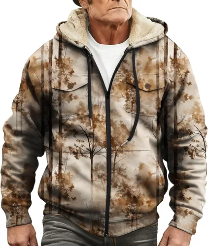 Vista 17 de LIZALIG Sudadera con capucha y cremallera para hombre, con forro polar grueso, abrigo de moda de otoño, abrigo cálido de invierno