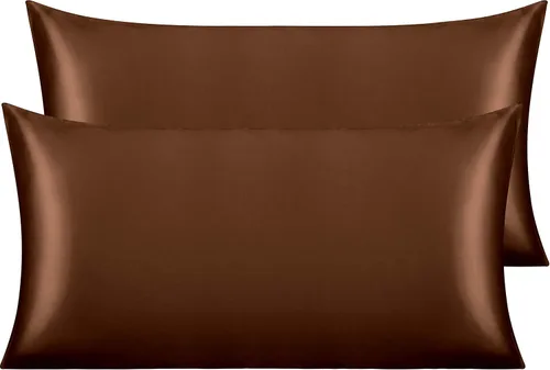 Vista 69 de NTBAY Paquete de 2 fundas de almohada estándar de satén para cabello y piel, lujosas y sedosas fundas de almohada con cierre de sobre, 20 x 26
