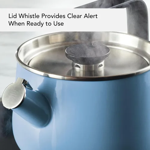 Vista 16 de KitchenAid Teakettles - Tetera silbadora de acero esmaltada y lista para inducción, tapa de acero inoxidable, 2 cuartos de galón, terciopelo azul