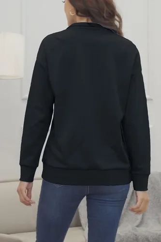 Vista 9 de KINGFEN Sudadera de manga larga con cremallera de un cuarto para mujer