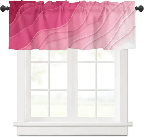 Vista 16 de Cortinas de cenefa con amarre degradado negro gris para ventanas, cortinas modernas geométricas grises para cocina, tratamientos para ventanas Negro