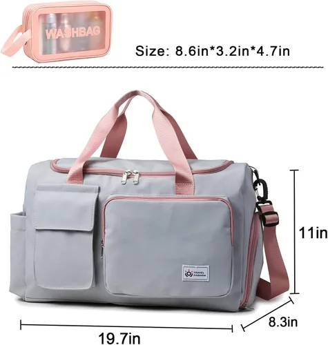 Vista 256 de Pequeña bolsa de gimnasio para mujer, bolsa de viaje con compartimento para zapatos