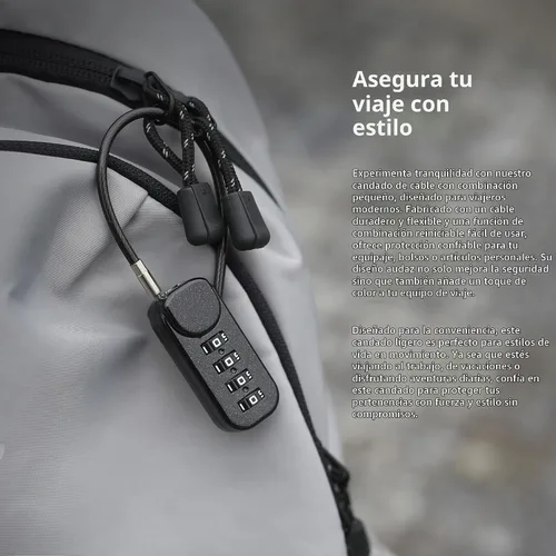 Vista 3 de Cerradura de combinación de 4 dígitos, cerradura de cable combinada con código, combinación de candado pequeño para equipaje, maleta, casillero