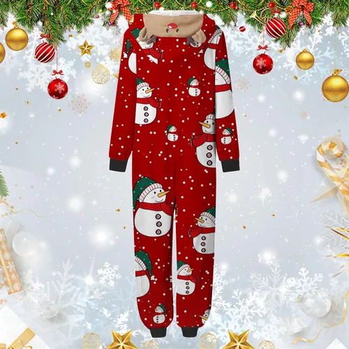 Vista 4 de GIERIDUC Conjunto de pijama de Navidad a juego para parejas, conjunto de pijamas de Navidad para la familia Onsie, pijamas a juego para hombre
