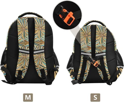 Vista 3 de Mochila escolar para adolescentes, bolsas escolares para adolescentes, niños, casual, paquete de día, elegante, hoja dorada, verde, bolso de trabajo