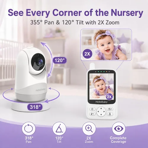Vista 5 de HelloBaby Monitor de bebé de 4" con cámara y audio, sin monitor de bebé