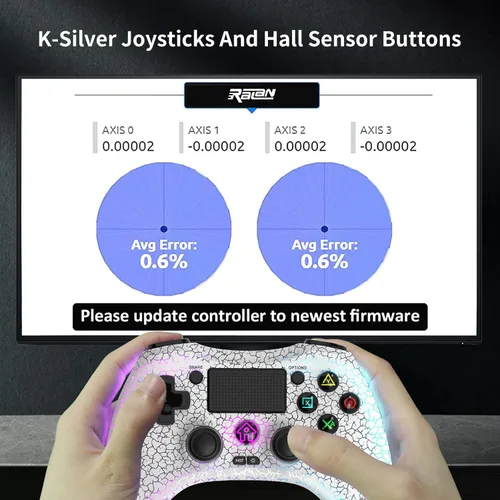 Vista 2 de RALAN Wireless Controller with 8 Color Adjustable LED Lighting Compatible with PS4 ProSlimfor PS4 Controller Dualshock 4, with Headphone Jack for