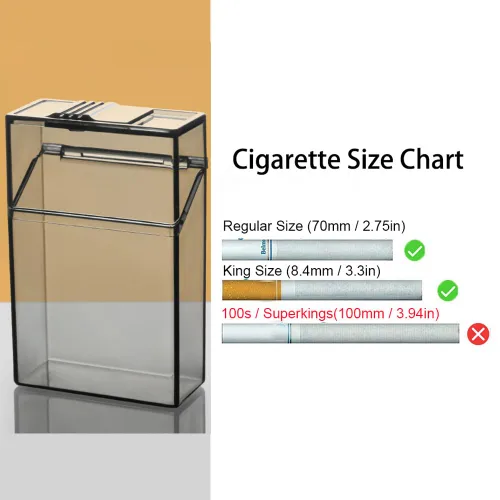 Vista 2 de Paquete de 2 cajas de cigarrillos transparentes de acrílico, cajas de embalaje portátiles para lápices labiales de cigarrillos, caja de exhibición