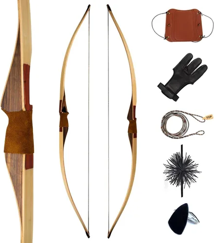 Vista 8 de Deerseeker Outdoor Tiro con Arco Juego de Arco Tradicional de 64" Caza Arco Largo Reflex Deflex de Una Pieza Arco Largo Extremidades de Núcleo