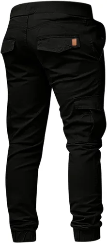 Vista 5 de WENKOMG1 Pantalones cargo para hombre, longitud hasta el tobillo, pantalones ajustados para correr, pantalones deportivos de tiro bajo transpirables