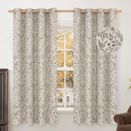 Vista 21 de BGment Cortinas de lino beige para dormitorio de 63 pulgadas de largo, cortinas de ventana con ojales y ojales para ventana de sala de estar, 2