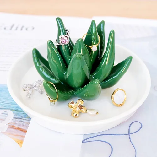 Vista 4 de PUDING CABIN - Plato portajoyas para anillos o aretes, regalo de cumpleaños, boda, día festivo, para mujeres, mamá, tía, amigas, novia