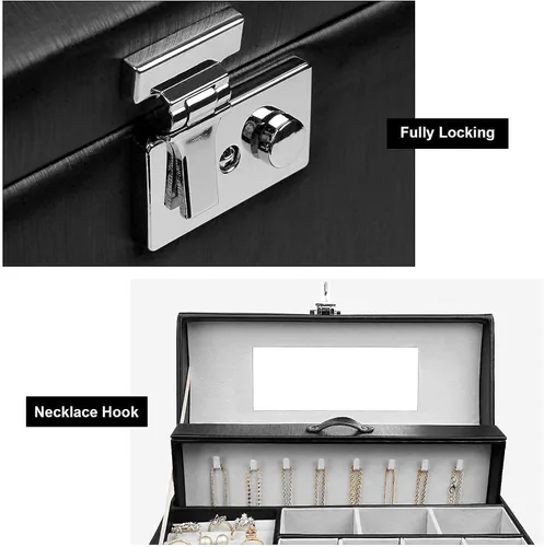 Vista 4 de Homde Paquete organizador de joyería una caja de exhibición de joyas con colgador de reloj y una caja de reloj con estación de carga para smartphone