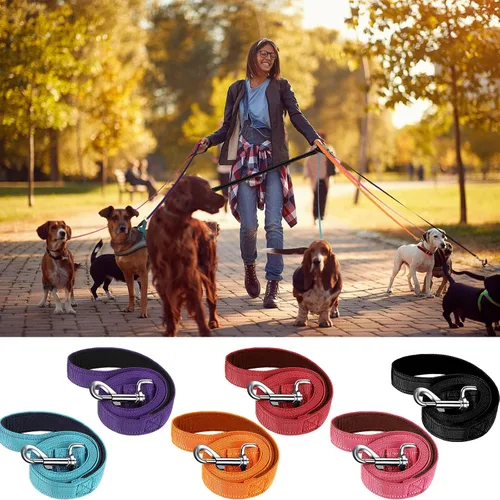 Vista 6 de 6 correas para perro a granel para perros medianos y grandes, paquete de nailon resistente, correas para perros, mango acolchado, collar reflectante