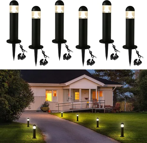 Vista 9 de Luces de camino al aire libre, 12V LED Bolardo luz, negro Negro clásico