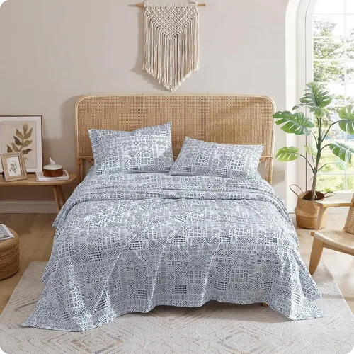 Vista 9 de Indigo Ink - Juego de sábanas para cama individual, ropa de cama de peso medio con funda de almohada a juego, juego de cama floral boho, suave