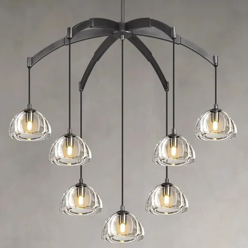Vista 16 de Luces Colgantes Modernas de Gota de Lluvia, Luces Colgantes para Isla de Cocina, Lámpara de Comedor con Barra de Latón, Candelabro de Gota de Lluvia