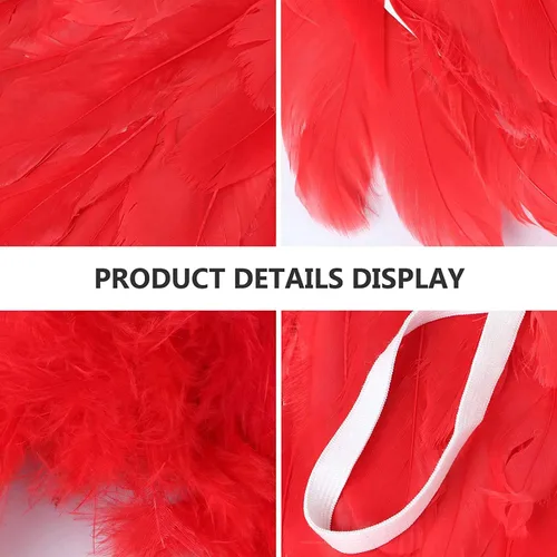 Vista 4 de Disfraz de alas de ángel de plumas, vestido elegante para decoración de Navidad de alas de hadas, color rojo