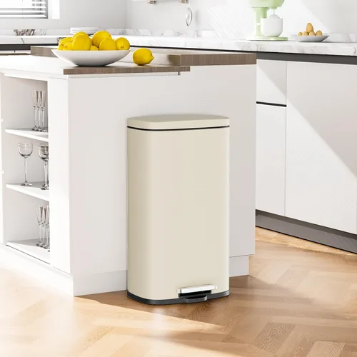Vista 7 de Arlopu Cubo de basura de acero inoxidable de 8/13.2 galones, cubo de basura de cierre suave con cubo interior de plástico extraíble, a prueba