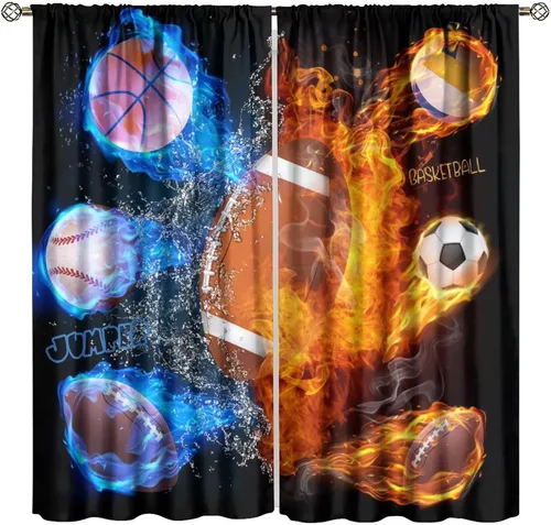 Vista 34 de Cortinas espaciales para ventana gamer con controlador de juego neón y diseño de planeta, cortinas decorativas para dormitorio, sala de juegos, sala