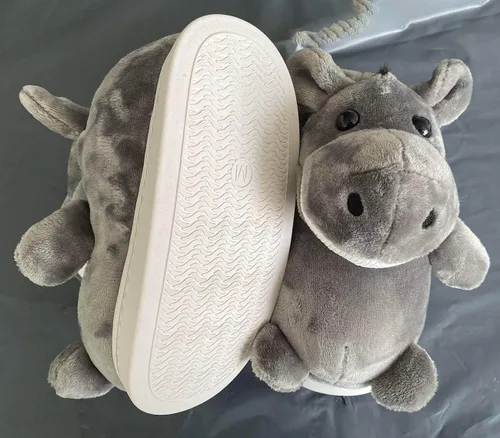 Vista 3 de Pantuflas unisex de invierno cálidas de animales de felpa para adultos, suaves y acogedores, diseño de animales, zapatos cortos de franela