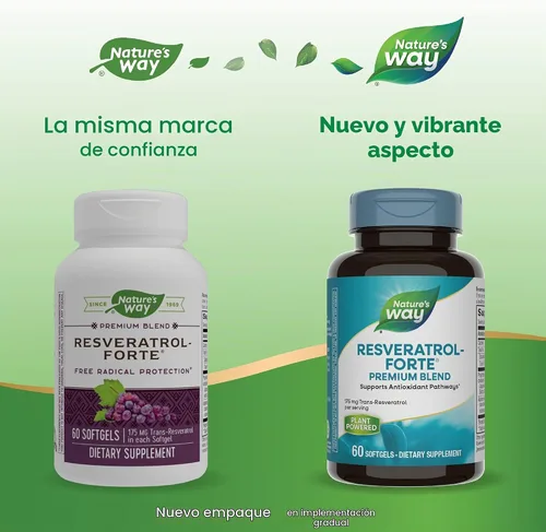Vista 2 de Nature's Way Cápsulas blandas de Resveratrol-Forte, protege