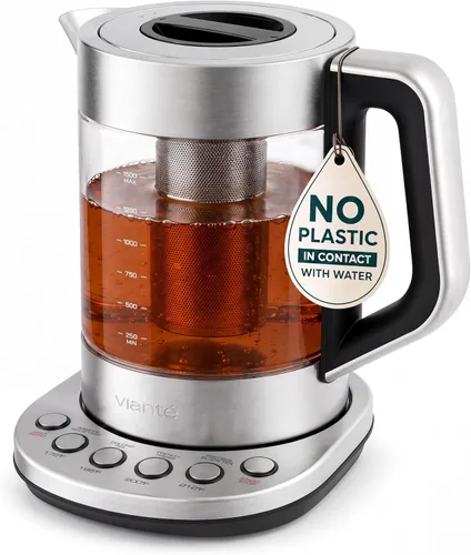 Vista 12 de Vianté - Tetera eléctrica con infusor para hojas sueltas. Elaborador de té caliente con control de temperatura y apagado automático. Tetera