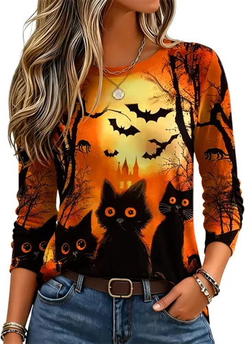 Vista 43 de Zeagoo Paquete de 3 camisetas de manga larga para mujer, estilo casual, suave, cuello redondo, básicas, ropa de otoño Z Rayas Azul 273