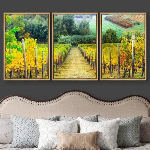 Vista 152 de wall26 Lienzo enmarcado para pared, juego de arte de acuarela pastel, paisaje rural, ilustraciones con formas abstractas, arte moderno, decorativo