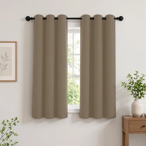 Vista 79 de Cortinas de oscurecimiento de habitación de 45 pulgadas de largo para dormitorio y sala de estar, cortinas térmicas aislantes con ojales
