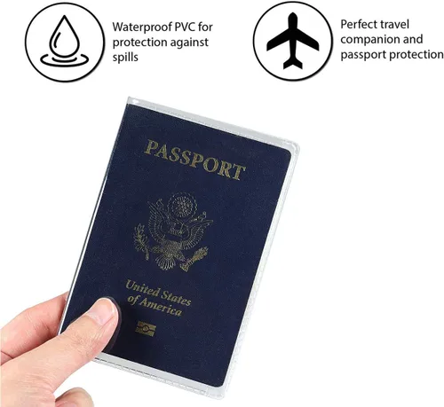 Vista 3 de Paquete de 5 fundas transparentes para pasaporte Arsmat, organizador de documentos de viaje, plástico para pasaporte de EE. UU.