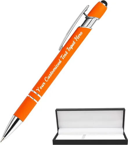 Vista 32 de Bolígrafo personalizado, 50 bolígrafos personalizados, grabado a granel con logotipo de nombre, lápiz digital de tinta negra suave con toque