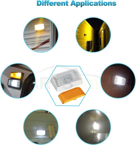 Vista 8 de Partsam Luz LED rectangular para porche RV con interruptor de encendido/apagado, lámpara exterior de casa rodante, repuesto para casas rodantes