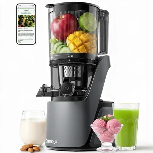 Vista 4 de [Usado] Canoly Exprimidor C16 de prensa en frío, canal de alimentación extra ancho de 6 pulgadas, coladores 3 en 1