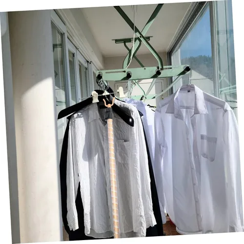 Vista 7 de Accesorios de tendedero de aleación, varillas de ropa ajustables, bastón de secado de ropa, colgador de abrigo para secar y colgar (dorado)