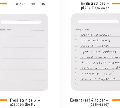 Vista 7 de Tareas Imparables – 31 Tarjetas de Tareas Pendientes Diarias en Blanco con Soporte para Tarjetas de Escritorio de Aluminio, Tarjetas de Tareas